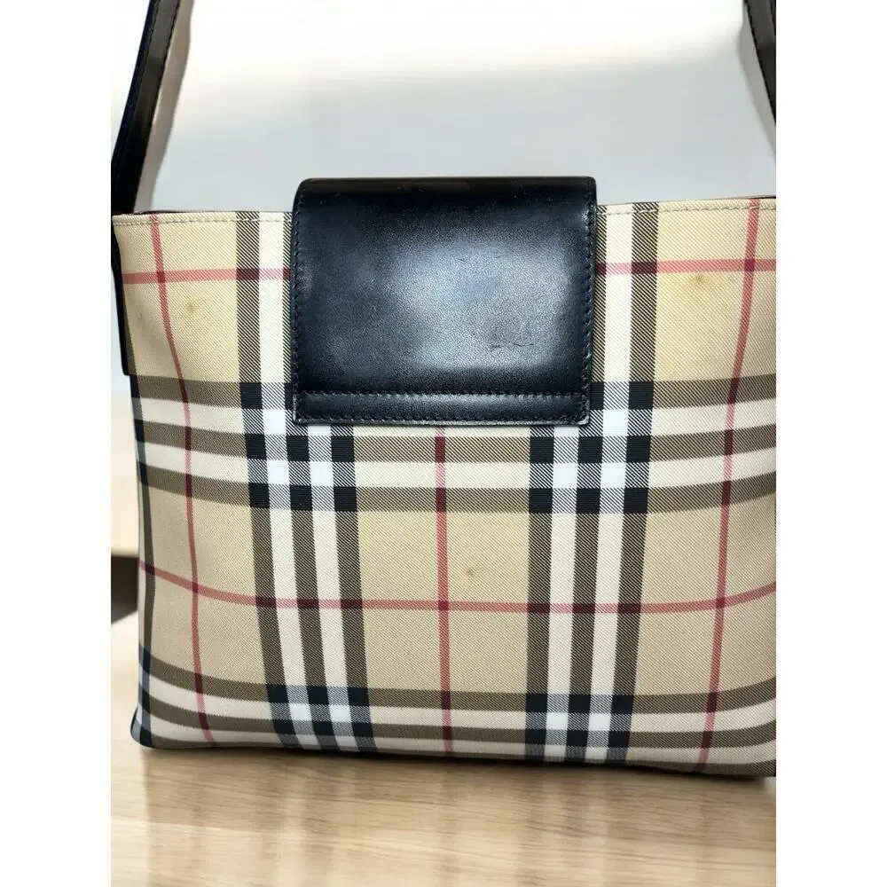 Vintage Burberry Coated Canvas Nova Check Shoulder Bag